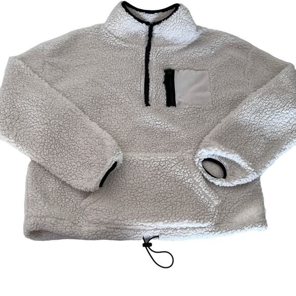 Planet Gold White/Black Half Zip Up Pull Over Fleece Jacket- XL - Picture 1 of 8